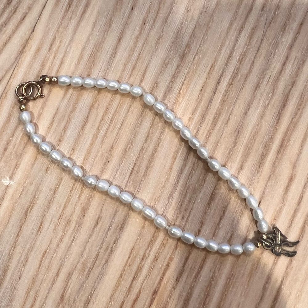 Real pearl chai bracelet genuine freshwater pearls sterling silver Hebrew letter